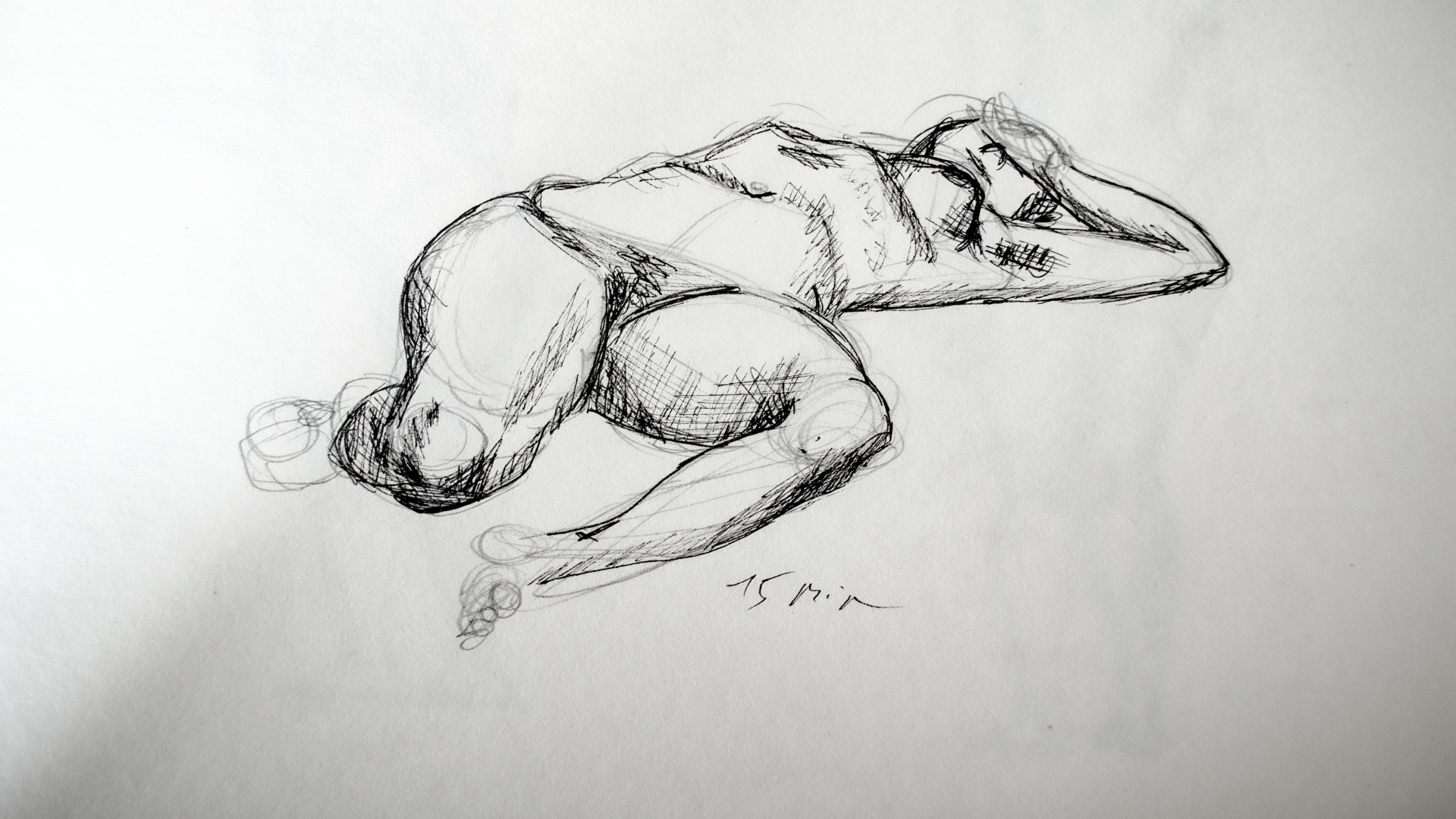 Sketch of nude woman